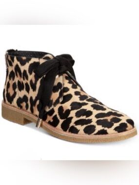 New Kate Spade Leopard Print Lace-Up Women's Ankle Chuka Boot Shoe - Black/Tan